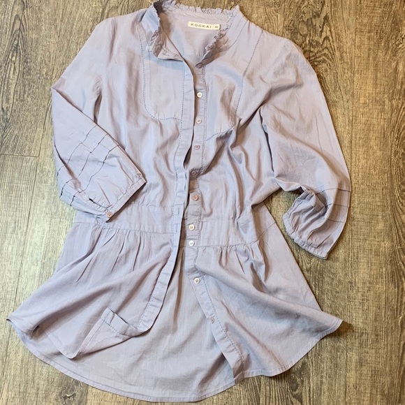 Kookai Tops - KOOKAI 3/4 Sleeve Woven Button Down Tunic